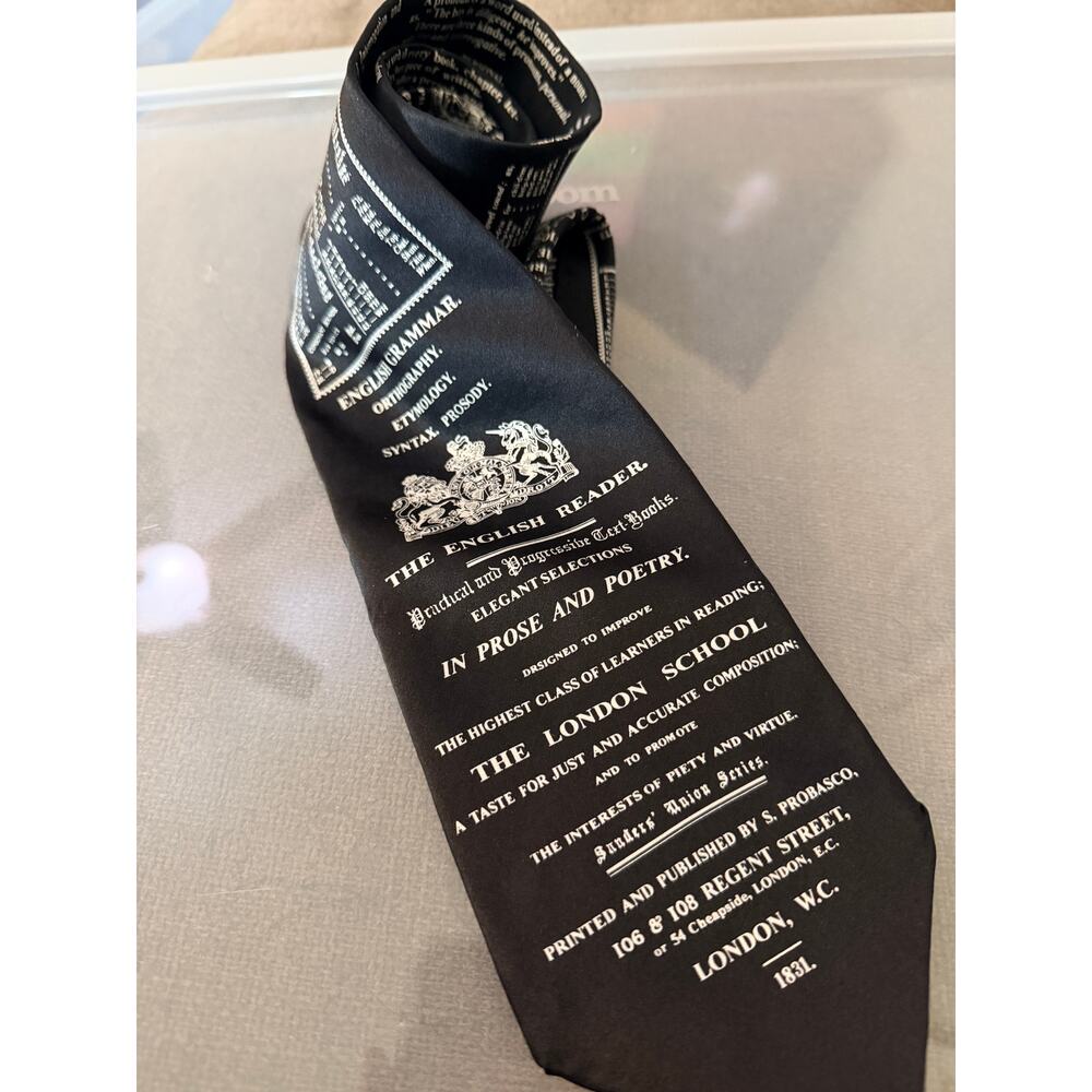 Museum Artifacts Silk Tie English Grammar 1831‎ Text Novelty Necktie